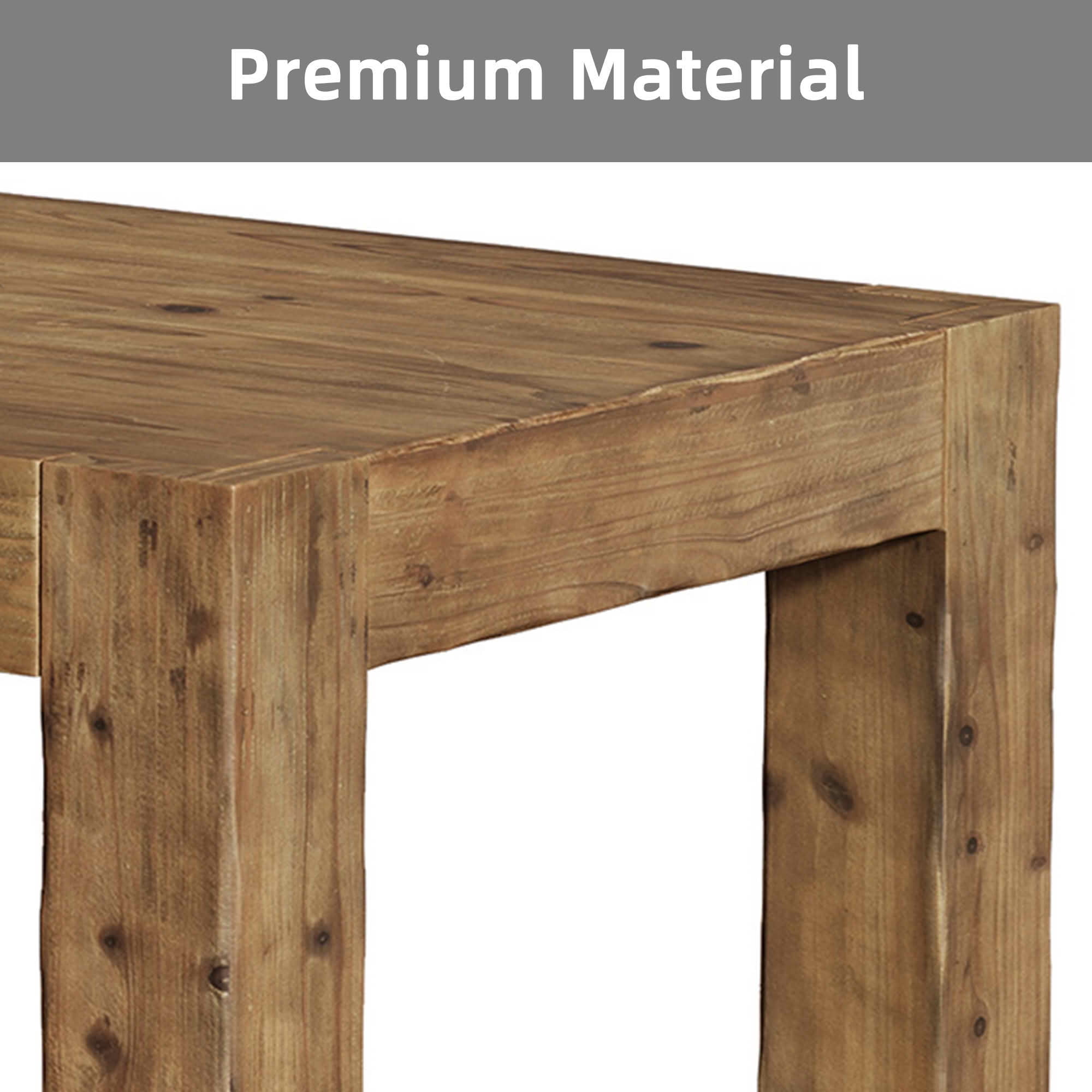 MAYEERTY 63" Solid Wood Farmhouse Dining Table, Rustic Brown 4-6 Seater Thick Top Multiuse Kitchen & Office Table
