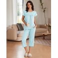 thumbnail image 2 of Ekouaer Women's Capris Pajama Set Short Sleeve Capri Pants Loungewear 2 Piece Pajamas Pj Sets with Pockets, 2 of 6