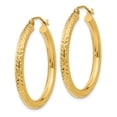 thumbnail image 2 of 14K Yellow Gold Earring Hoop Women'S 30 mm Diamond-Cut 3Mm Round Earrings, 2 of 3