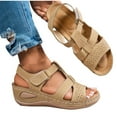 thumbnail image 4 of RUIYANQI Women's Wedge Sandals Adjustable Strap Open Toe Perforated Comfortable Casual Summer Shoes Non Slip Orthopedic Footwear For Women Brown Women Sandal, 4 of 7