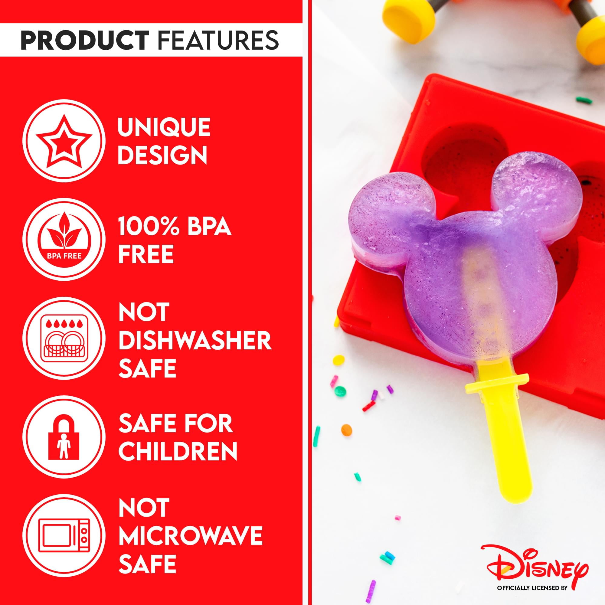 Disney Mickey Mouse Summer Fun Ice Block Popsicle Molds BPA free