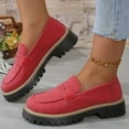 thumbnail image 2 of Mepaouo Dress Loafers for Women Leather Platform Mary Janes Shoes Casual Formal Work Shoes(Red,7.5), 2 of 5