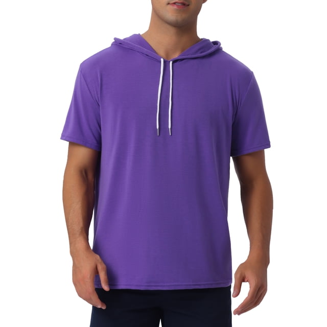 Sudadera con capucha INSPIRE CHIC para hombres, camiseta de manga corta, pullover atlético, camiseta con capucha y cordón, M púrpura