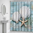 thumbnail image 6 of Starfish Starfish Shell Bathroom Shower Curtain, Marine Life Wood Grain Waterproof Washable Soft Bath Curtain for Bathtub Decor with 12 Hooks&Grommet, 36x72 Inch, 6 of 9