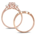 thumbnail image 4 of Everly Women's Created Sapphire Created Morganite 10k Rose Gold Bridal Set, 4 of 7