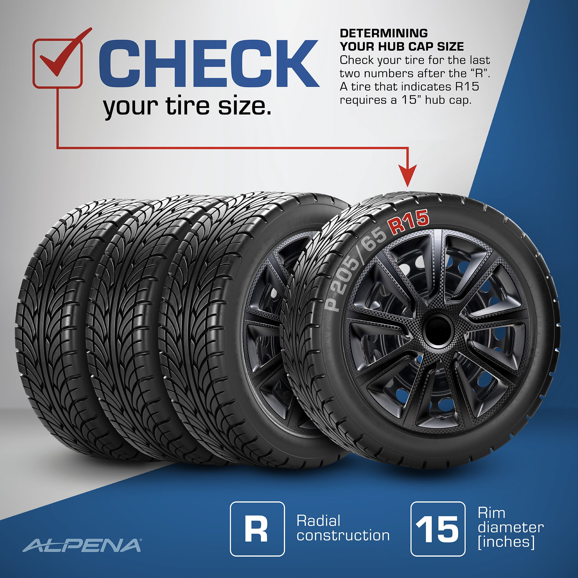 Alpena 15" Ivo Carbon Wheel Covers, Black, set of 4