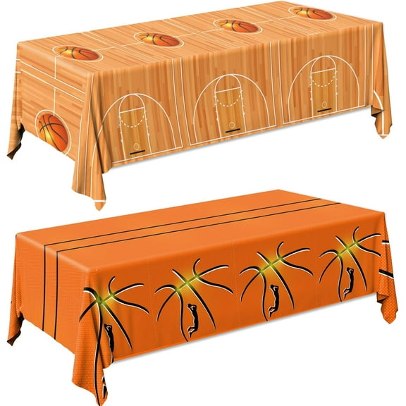 BAN Basketball Party Decorations 2PCS Basketball Plastic Tablecloths Disposable Rectangle Sport Theme Table Covers for Birthday Sports Party Decorations