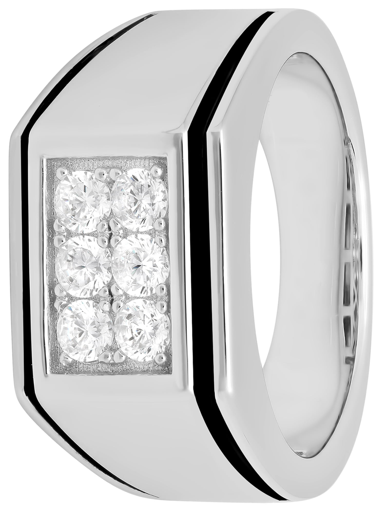 Mens Sterling Silver with Black IP Cubic Zirconia Cluster Ring