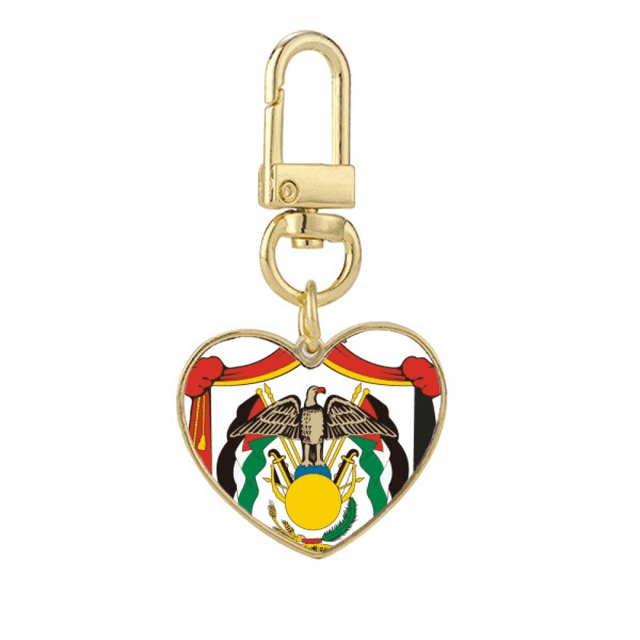 Jordania emblema nacional país Llavero de metal en forma de corazón dorado