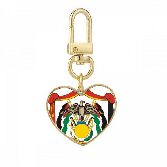 Jordan National Emblem Country Gold Heart Keychain Metal Keyring Holder