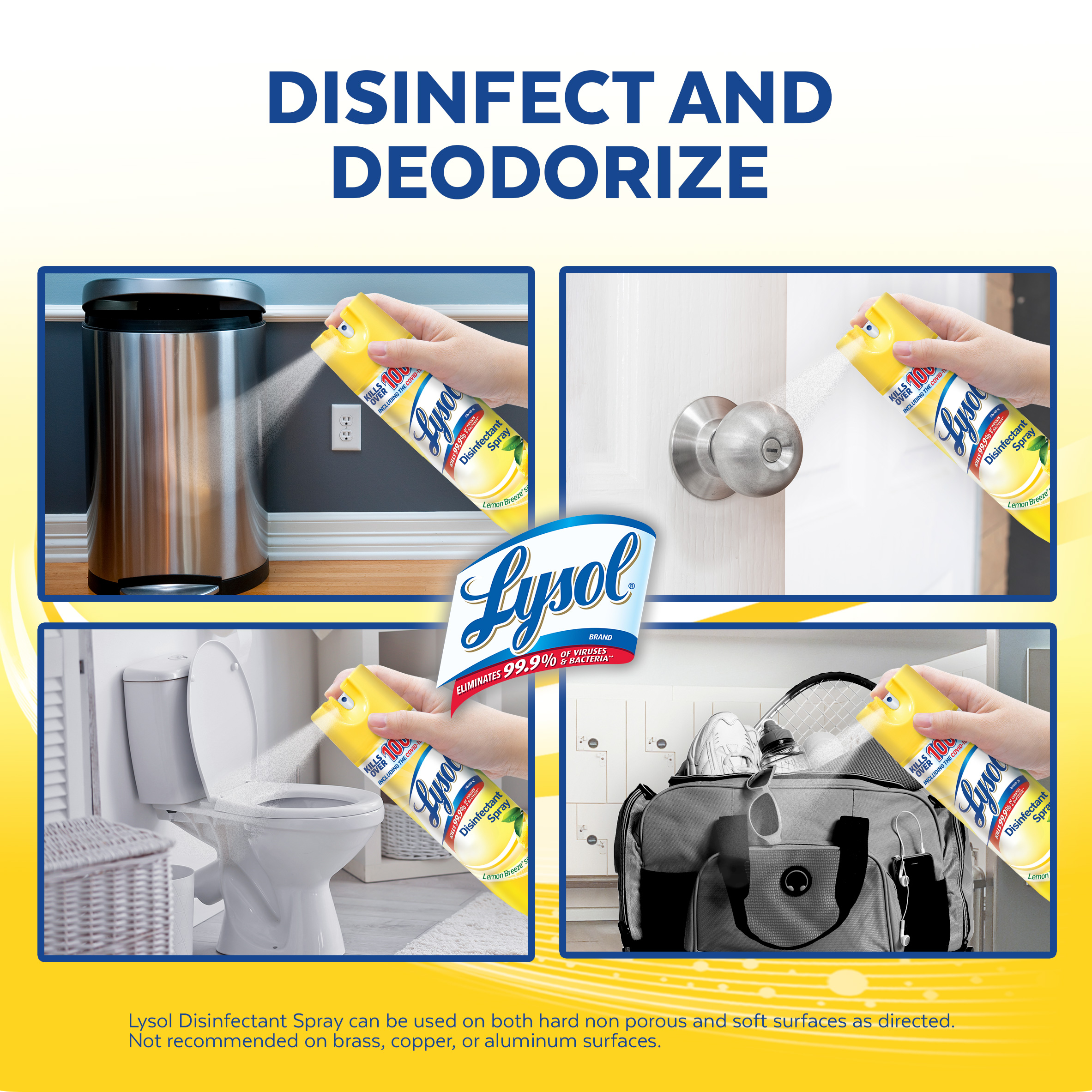 Lysol Disinfectant Spray, Lemon Breeze, 19oz, Tested and Proven to Kill COVID-19 Virus, Packaging May Vary​ - image 4 of 9