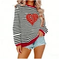 thumbnail image 2 of ICHUANYI Womens Striped Heart Print Oversized Sweatshirt Color Block Crew Neck Long Sleeve Casual Loose Pullover Top Sweatshirts, 2 of 6