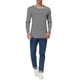 thumbnail image 2 of Camiseta de hombre de rayas Inspire Chic, cuello redondo, de manga larga, pulóver, 42, blanca y negra, 2 of 7