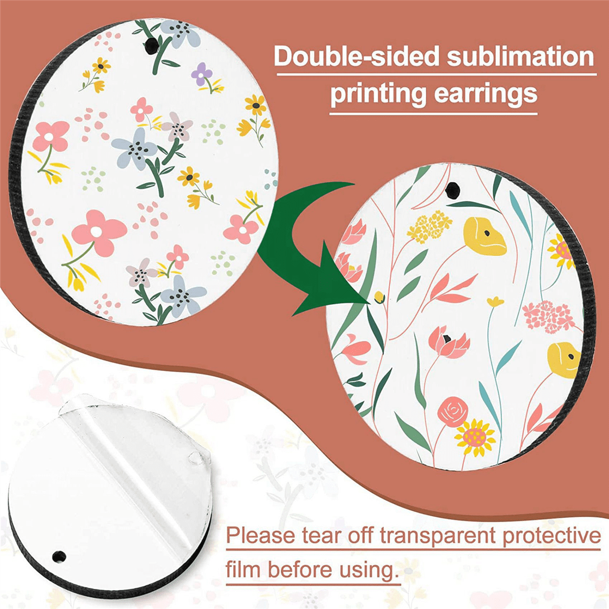 100Pcs Round Sublimation Blank Earrings with Earring Hooks and Jump Rings Unfinished Heat Transfer Earrings