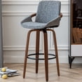 thumbnail image 3 of FOWEOAIU Bar Stools Fabric Upholstered Adjustable Swivel Counter Stool 26"，with Footrest for Bar, Kitchen Island, Bistro, Gray (Set of 2）, 3 of 8