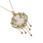 Jade Lock Pendant Necklace Chinese Style Necklace Chain Women Clothing Accessory