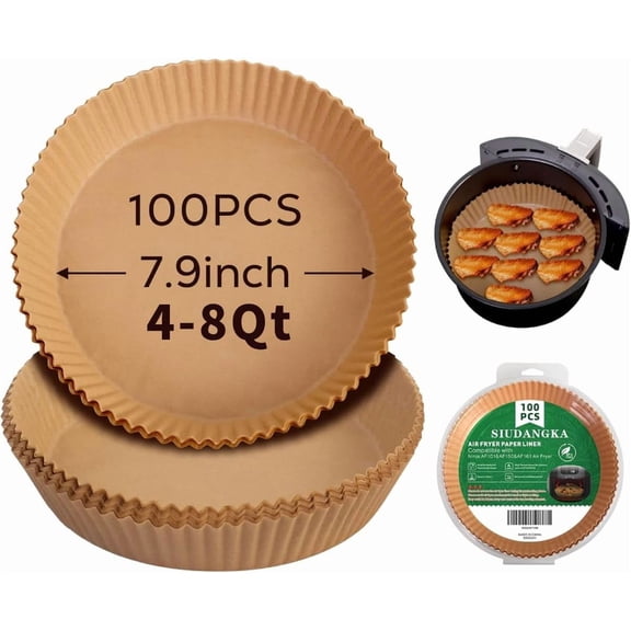 Air Fryer Liners for Air Fryer, 100 Pcs Disposable Paper Liner for most 4-8QT AirFryer