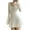 White, variant on Blotona Women Slim Rib Knit A-Line Dresses Solid Color Ribbed Long Sleeve V-Neck Irregular Hem Fit Autumn Mini Dress