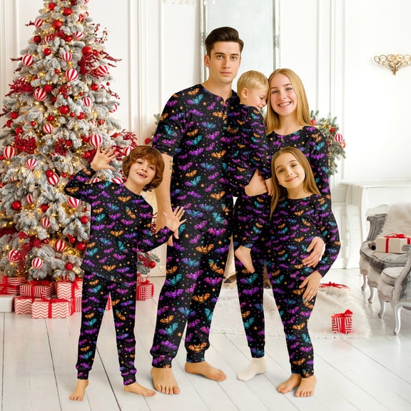 Matching Halloween Family Pajama Set Halloween Spooky Printed Design Soft Breathable Long Sleeve Set for Adults Family Sleepwear Spooky Nightwear Party PJs Outfit Halloween Gifts Men XXXL