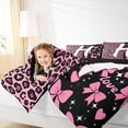 thumbnail image 3 of Erosebridal Leopard Print Letter H Twin Bedding Sets for Girls, Pink Initial Ribbon Bedding Comforter Set, Black Reversible, 7-Piece, 3 of 6