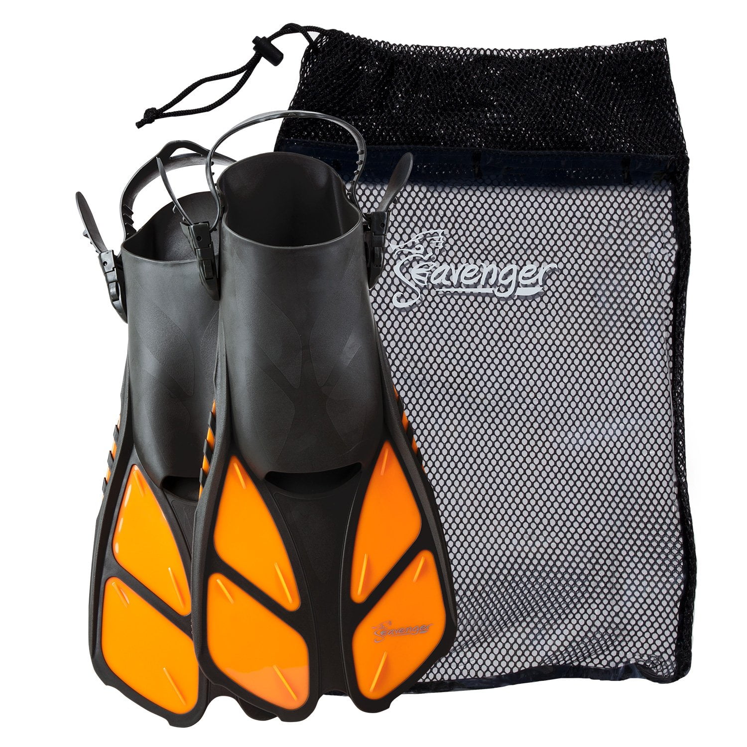 Seavenger Swim Fins / Flippers with Gear Bag for Snorkeling & Diving, Perfect for Travel Orange