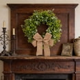 thumbnail image 7 of Shipiny Green Artificial Boxwood Wreath with Jute and White Flowers, Farmhouse Style Front Door Wreath for Spring, Summer and Year-Round Home Entryway Decoration, Green, 7 of 7