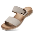 thumbnail image 2 of Littleplum Women's Arch Support Sandals Wide Leather Strap Casual Summer Beach Sandals for Women,Apricot,Size 7, 2 of 11