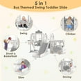 thumbnail image 3 of ZENPETIO 4 in 1 Toddler Slide for Toddlers Age 1-3, Bus Themed Kid Slide with Basketball Hoop and Swing, Indoor Outdoor Baby Slide Toddler Playground Playset Gray, 3 of 4