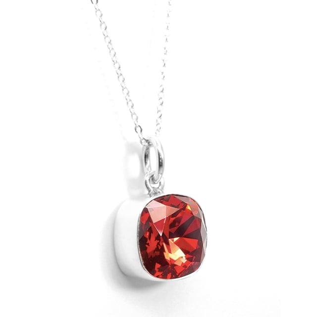 Collar Zvezda Cushion color Scarlet plata .925 Zvezda ZCO-CUSH12-SCA