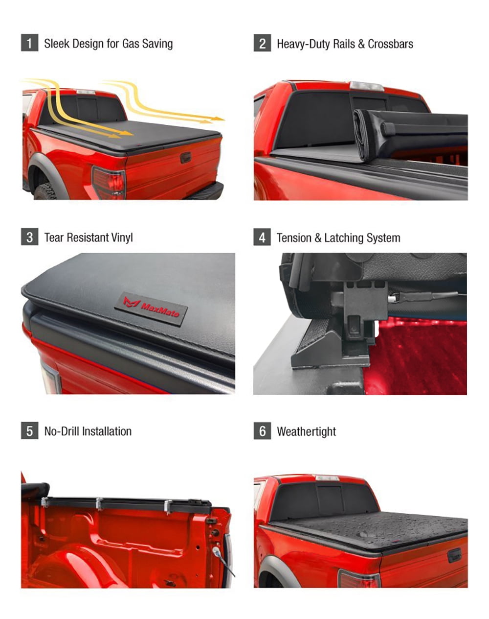 MaxMate Soft Roll-up Truck Bed Tonneau Cover Compatible with 2014-2018 Chevy Silverado GMC Sierra 1500; 2015-2019 2500 3500HD; 2019 LD / Limited | 6'7" (79") Bed | TCC169007