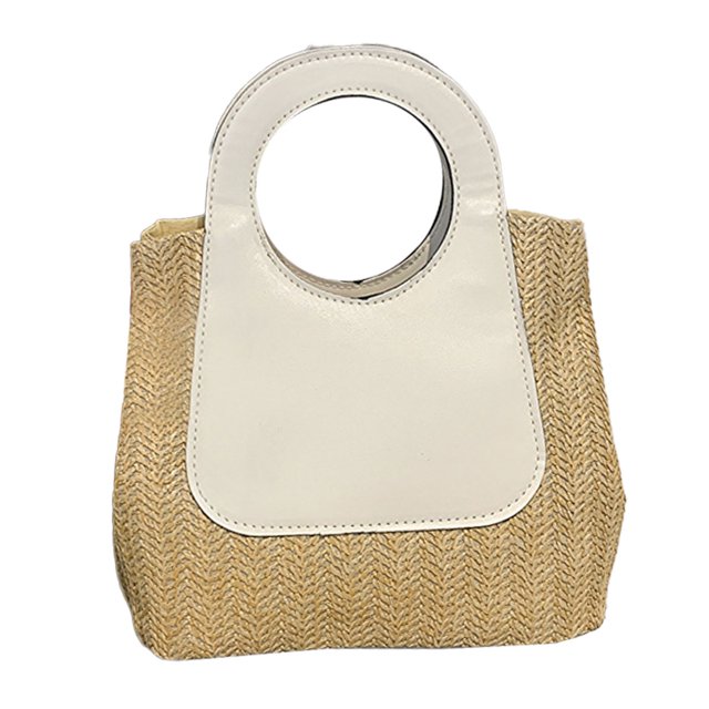 Nuevo bolso de gran capacidad, bolso de playa sencillo, bolso tipo cubo de paja en contraste