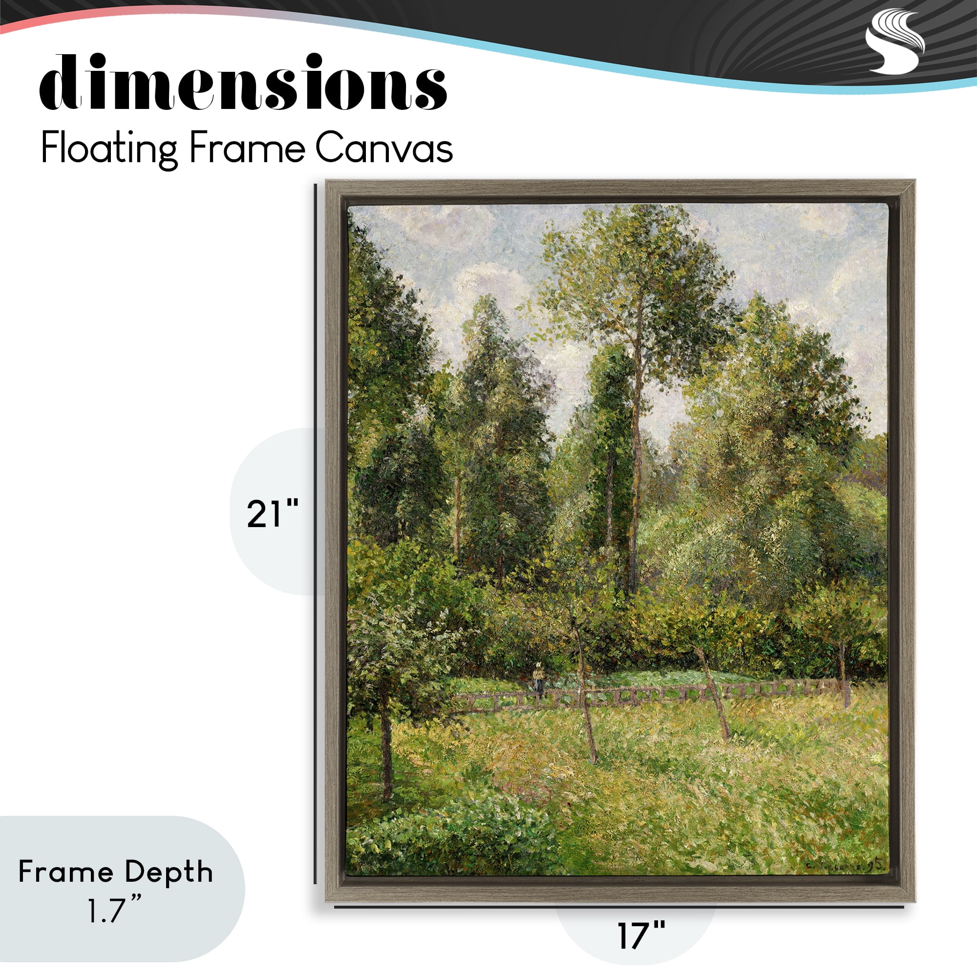 Stupell Industries Poplars Classic Landscape Brown Framed Floater Canvas Wall Art, design by Camille Pissarro