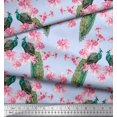 thumbnail image 2 of Soimoi Poly Georgette Fabric Floral & Peacock Bird Print Sewing Fabric Yard 52 Inch Wide, 2 of 3