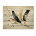 thumbnail image 3 of Designart "Feathers Sumi Asian Painting IV" Asian Art Print on Natural Pine Wood, 3 of 5