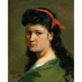 thumbnail image 3 of Vlaho Bukovac 20x24 Black Modern Framed Museum Art Print Titled - Portrait of a Lady with Red Hairband, 3 of 5