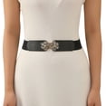 thumbnail image 3 of IQOGKRN Women's Elastic Wide Waist Belt with Buckle Stretchy Cincher for Dresses & Coats Black4 One Size, 3 of 8