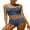 Blue, variant on Women Middle Waisted Bikini Set Bandaged Rushed Swimsuits Sexy Two Piece Swimwear