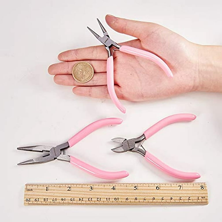 3pcs Jewelry Pliers Tool Set Professional Precision Pliers for DIY Jewelry  Making - Side Cutting Pliers Long Chain Nose Pliers with Cutter Round Nose  Pliers Pink 