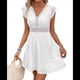 thumbnail image 2 of Vestidos con Ojales para Mujer 2025, Bonitos Vestidos Fluidos de Verano con Encaje, Cuello en V y Mangas . XXL, 2 of 8