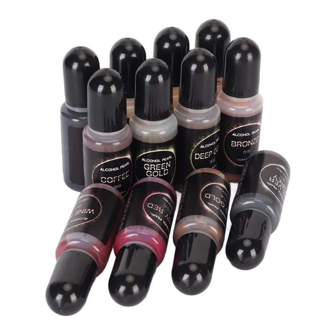 Juego de tinta de alcohol metálico, colores vibrantes pinta de alcohol a prueba de fugas de 12 colores 10 ml de Cadada para pintar