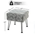 thumbnail image 5 of Home Soft Things Brick Textured Faux Fur Stool Chair, Upholstered Footrest Ottoman with Black Metal Legs and Padded Seat - Grey - 17''x17''x17'', 5 of 8