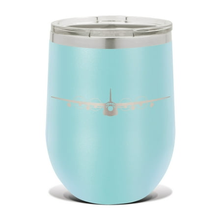 

MC-130 Spinning Props Wine Tumbler 12 oz - Laser Engraved - Stainless Steel - Vacuum Insulated - Double Walled - Wine Glass - Stemless - Drinkware Clear Lid - mc130 c-130 c130 - Light Blue