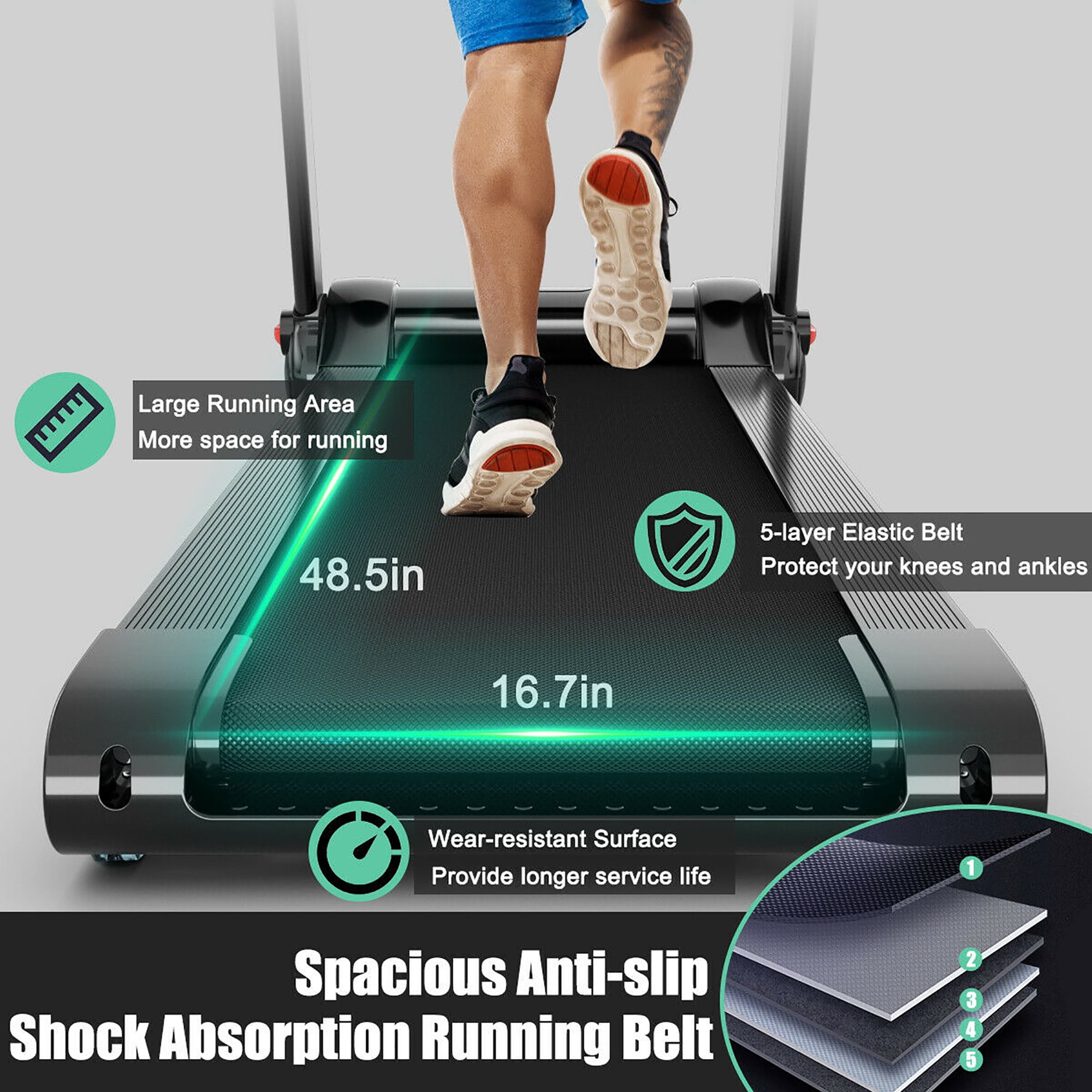 Costway 3HP Folding Electric Treadmill Running Machine w/ Speaker Red