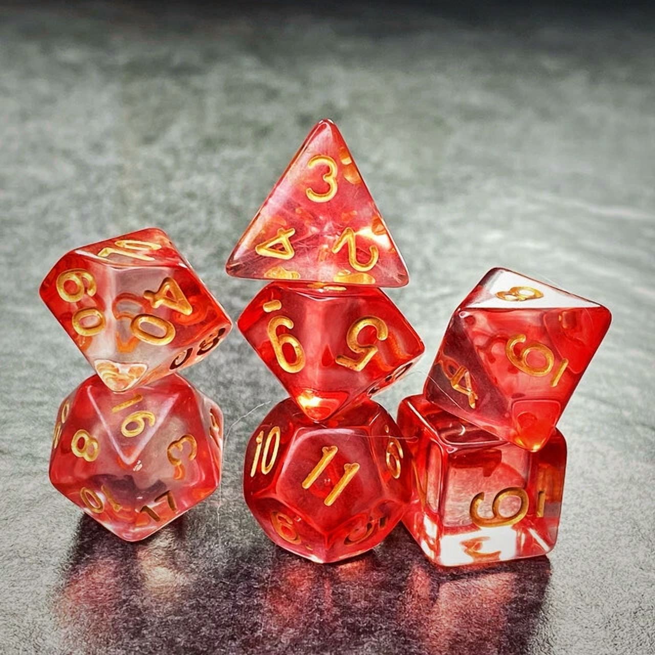 Sage'S Capsules - Clear Red Acrylic Polyhedral Dice Set Dungeons Dragons Dnd