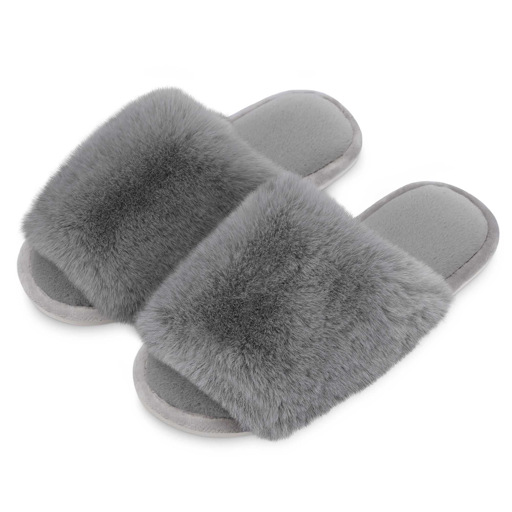 Bergman Kelly Women's Fuzzy Faux Fur Slide Slippers, Starlet Collection ...