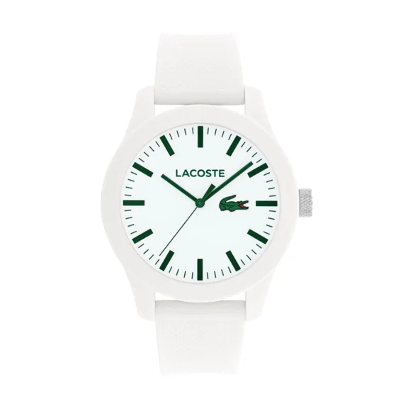 Lacoste Premium 12.12 2011437 White Dial White Silicone Strap 43mm Men’s Watch
