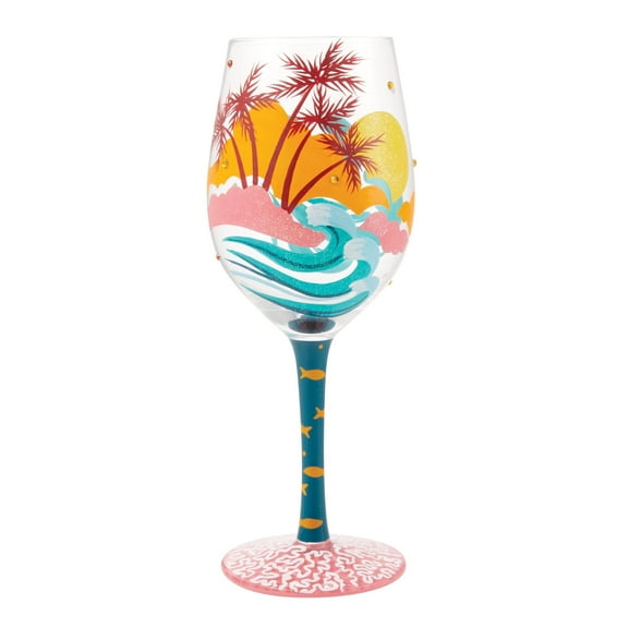 Lolita Tropical Getaway Hand Painted Wine Glass 9in H