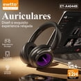 thumbnail image 3 of Audífonos Bluetooth EWTTO ET-A4044B, Tipo Diadema, Batería de 200mAh, Luz LED Púrpura – Ideal para Música, Gaming, Oficina o Exteriores, 3 of 7
