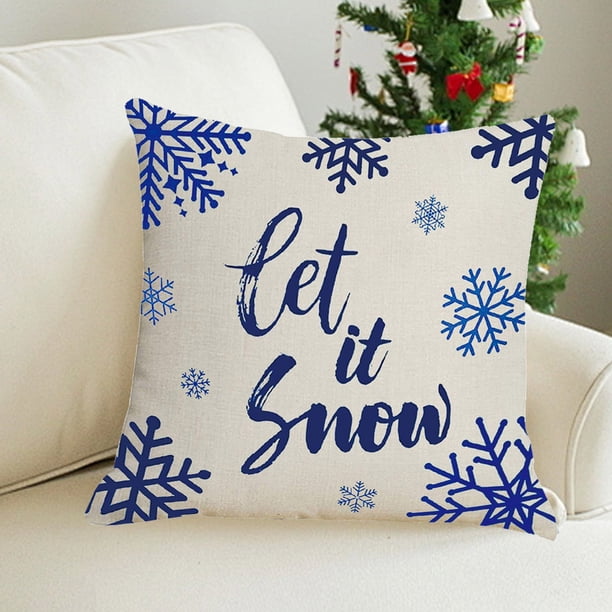 Fundas de Cojín Navideñas de 45X45 Cm con Estampado de Copos de Nieve y Ciervos En Rojo y Blanco. Fundas Decorativas para Cojines Decorativos Del Hogar, Sofá, Cama o Coche.