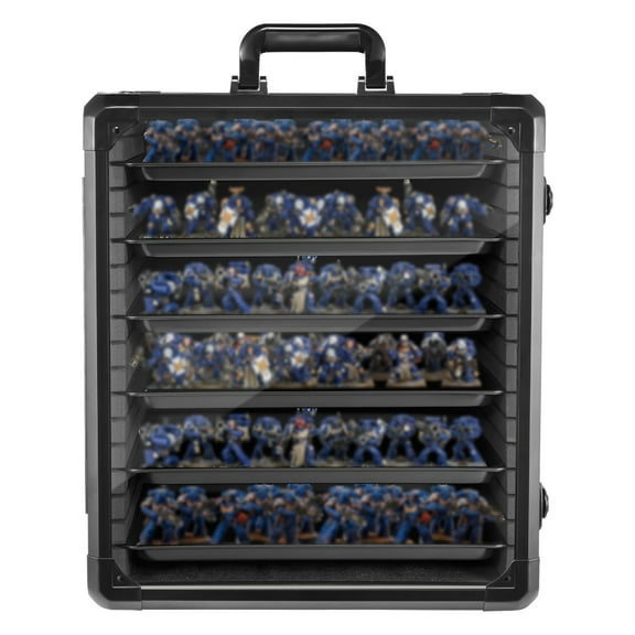 Miniature Display Case, Miniatures Storage Case with Protective Door and 6 Magnetic Tray for Figures and Collectibles